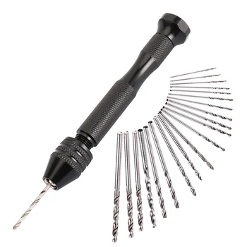 

1 Set Micro Hand Twist Drill 0.3-1.6mm HSS Bit Spiral Vise Keyless Chuck SDF-SHIP