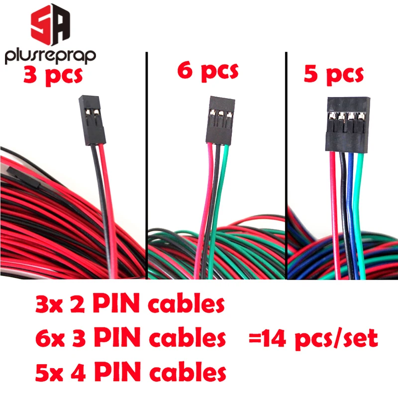 14 шт./лот для пандусы 1.4 Кабели полного жгута электропроводка Кабели набор концевого выключателя термисторы Двигатель Dupont кабель 3d принтер экструдер