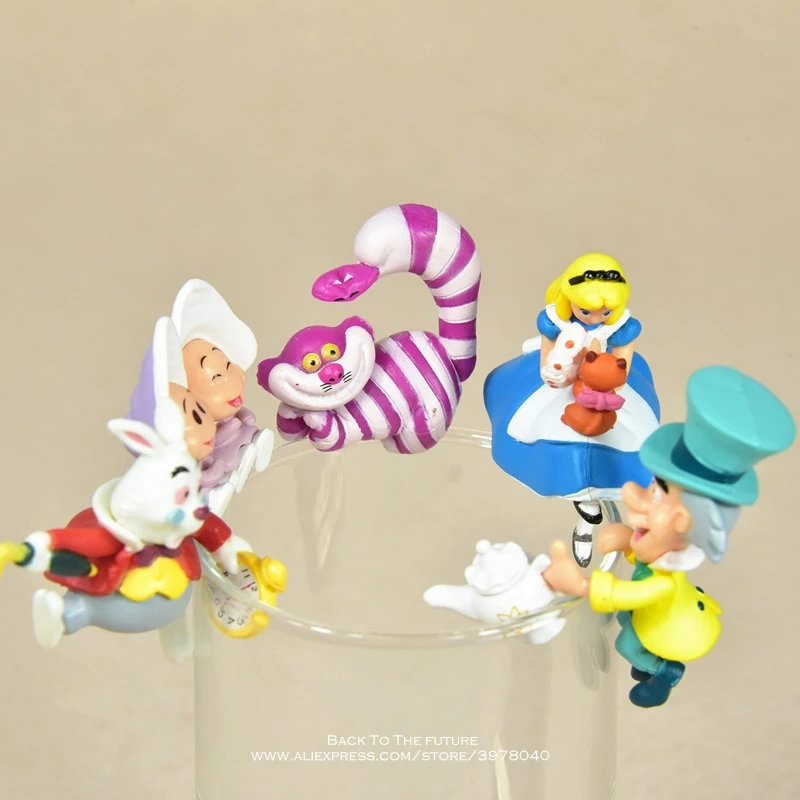 Disney Alice in Wonderland 5pcs/set 3-4cm Action Figure Model Anime Mini Decoration PVC Collection Figurine Toy model children | Игрушки и