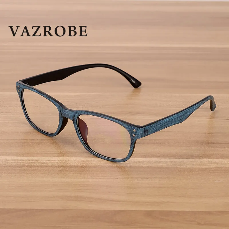 

Vazrobe Wooden Grain Glasses for Men Female Optical Spectacles Eyeglasses Frames for Prescription Quality Vintage Square Man