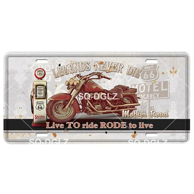 [SQ-DGLZ] США мотоцикл номерной знак бар Настенный декор ROUTE 66 оловянный знак винтажный металлический знак домашний декор живопись таблички плакат