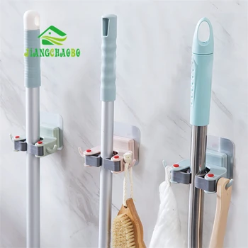 

Wall Mounted Mop Holder Brush Broom Hanger Storage Rack Kitchen Organizer Mounted Accessory Hanging Cleaning Tools 3 Color
