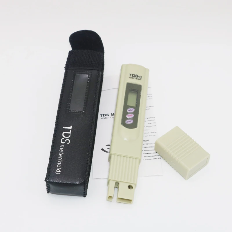 

Portable 3 in 1 Digital LCD Water Quality Purity Tester EC TDS Temperature hold Meter 0-9990ppm with black bag