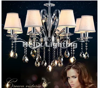 

Free Shipping European Style Ivory Fabric Modern Crystal Chandeliers Diameter E14 LED 5 Arms E14 Lustres De Cristal Chandeliers