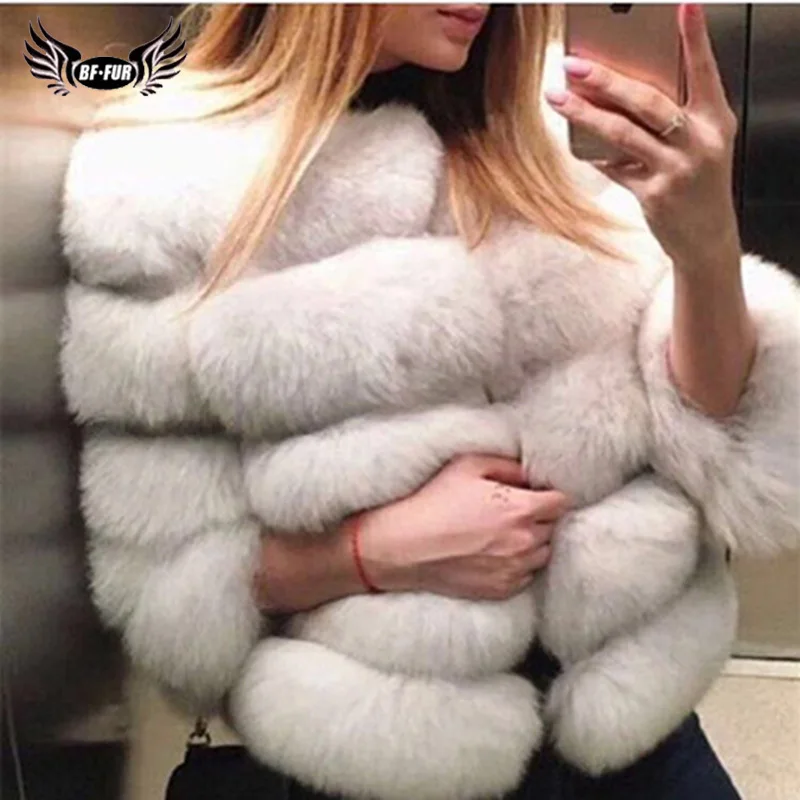 

BFFUR Luxury Women Natural Fox Fur Coat Women's Whole Skin Genuine Overcoat Jacket Short Real Fox Fur Outerwear Fashion Clothing