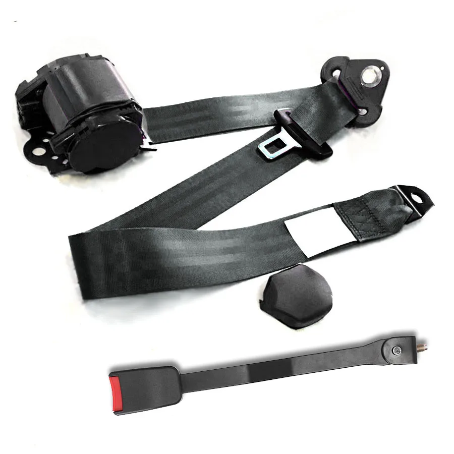Black 3 Point Car Front Seat Belt Buckle Kit Automatic Retractable Safety Strap Black 3 Point Car Front Seat Belt Buckle Kit Automatic Retractable Safety Strap