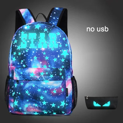 Растерянная овечка, школьные сумки для девочек, для мальчиков, USB, Противоугонный, Светящийся рюкзак, для подростков, водонепроницаемый, звездное небо, сумка, Снова в школу, сумки для ноутбука - Цвет: Style15