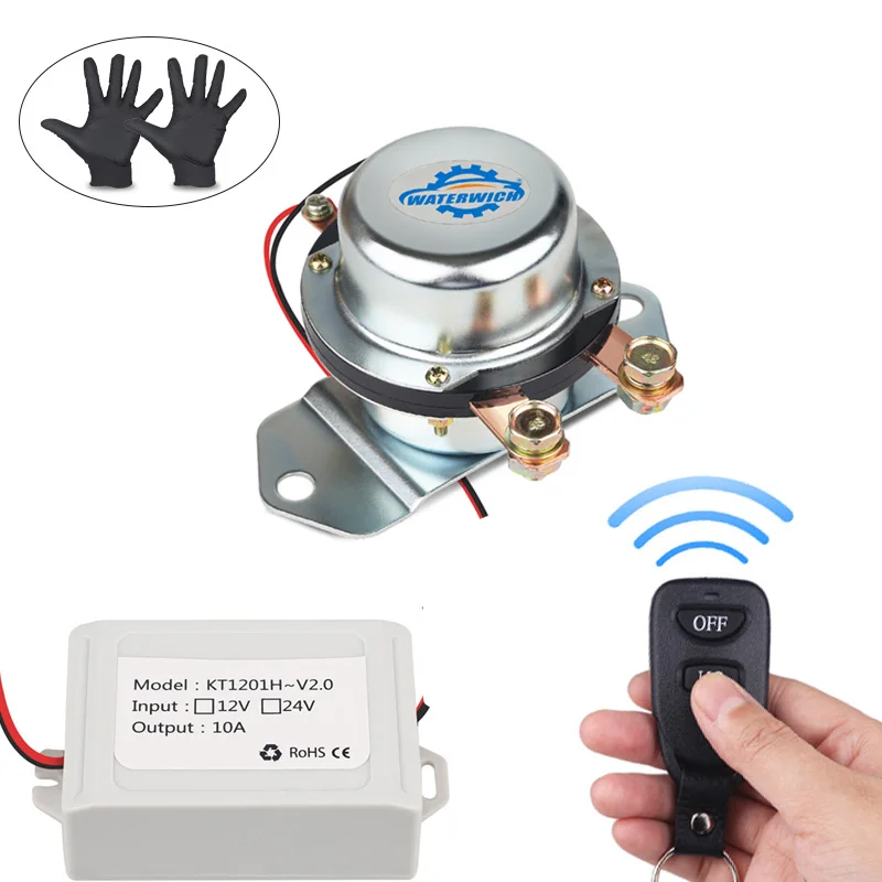 

Solenoid 24V 12V Battery Switch Isolator Cut Off Disconnect Wireless Remote Control Auto Battery Master Switches Relay + Gloves