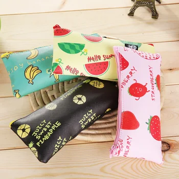 

Free ship!1lot=12pc! Fruit PU pencil Cosmetic storage bag / creative cute pen bag/ cartoon stationery bag