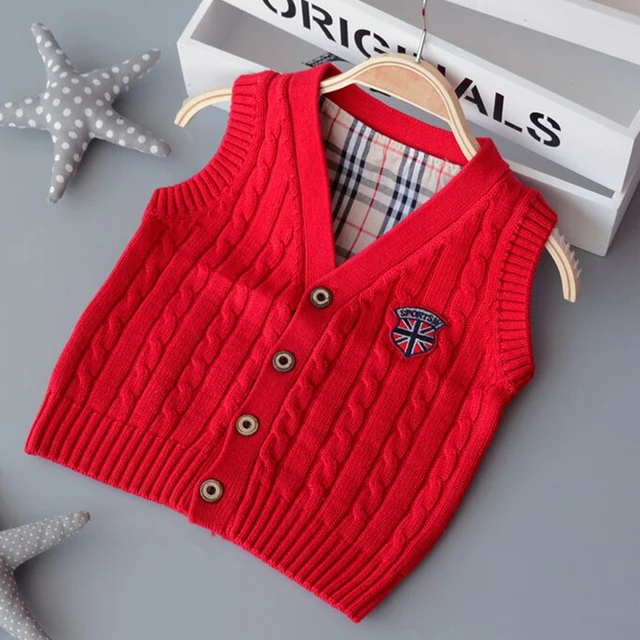 Children's Vests 2017 Handsome Boys Knitted Cardigan Vest Spring Autumn
