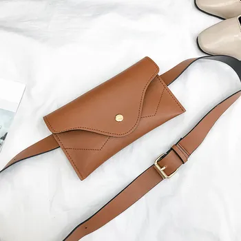 

Fashion Women Waist Bag fanny pack Pure Color hasp Splice Leather money belt Messenger Shoulder Bag Chest Bag sac banane femme