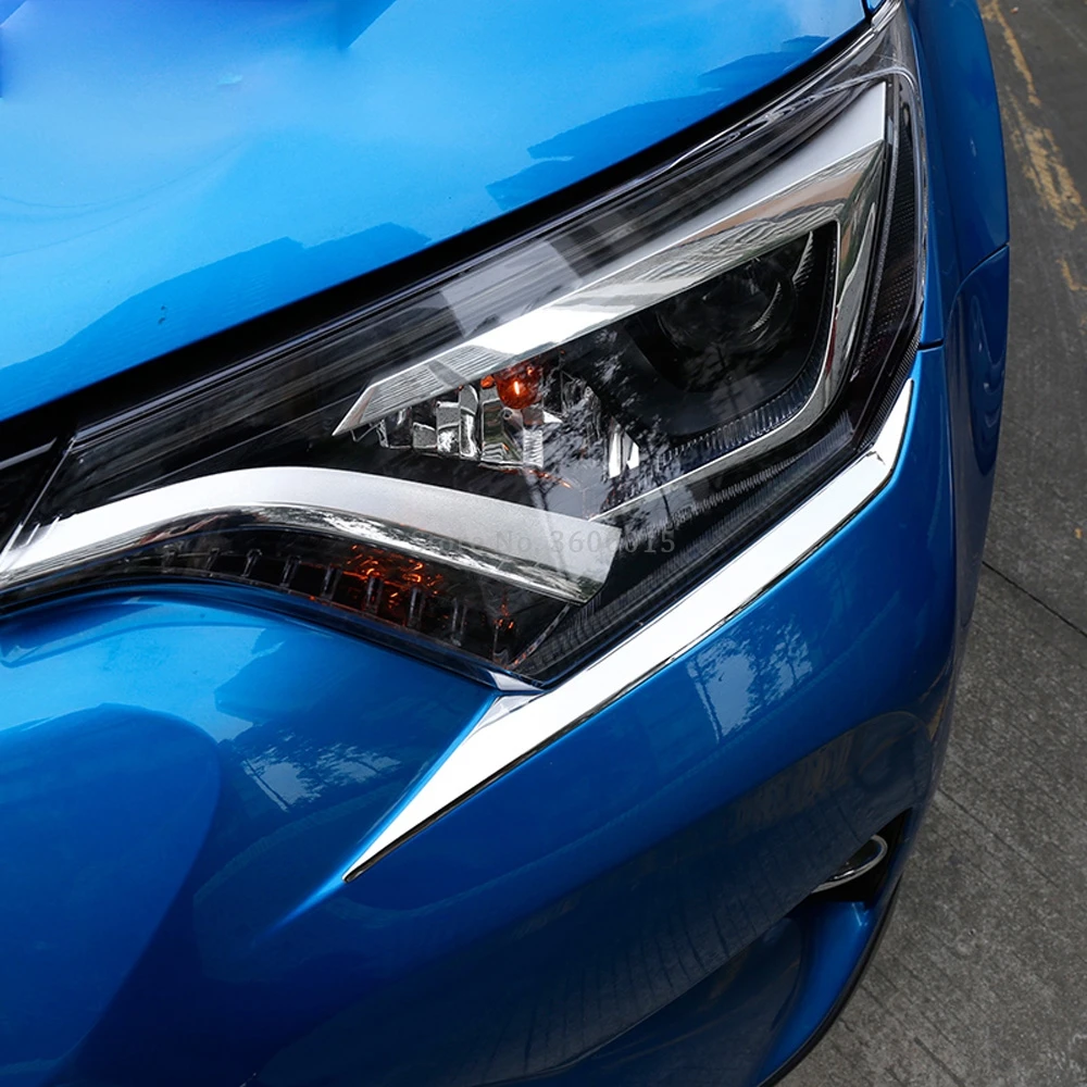 

For Toyota RAV4 RAV 4 2016 2017 Chrome Front Head Light Lamp Eyebrow Cover Trim Headlight Hoods Exterior Accessories Car Styling