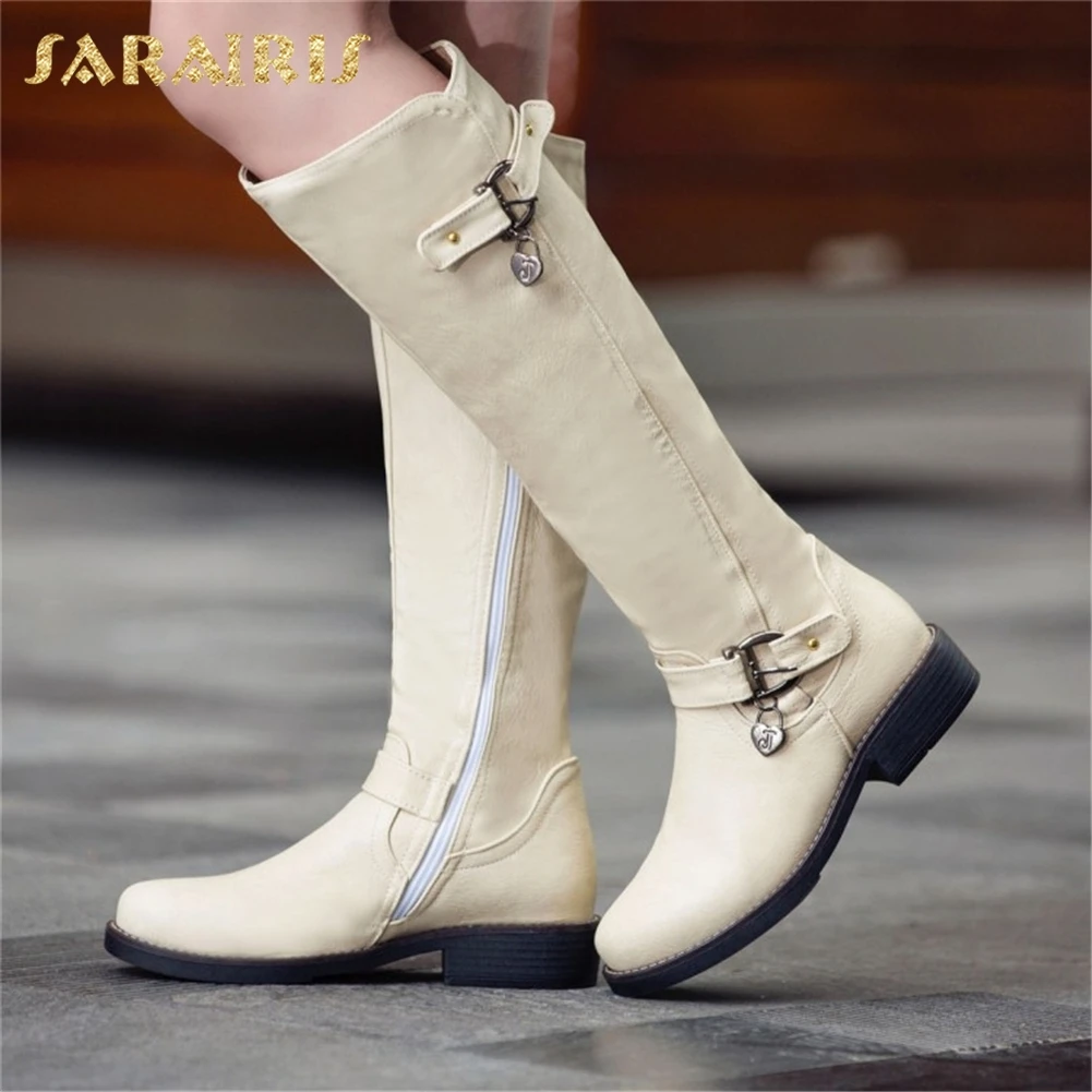 

SARAIRIS dropship big Sizes 33-44 Dropship Women Shoes Woman Riding Boots Cool Buckles Knee-High Boots Woman Shoes