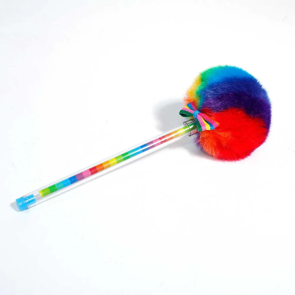 Милая 0,5 мм пластиковая разноцветная гелевая ручка Радужная плюшевая ручка авторучка черная чернильная цветная ручка карандаш офисный Школьный бант-Леденец галстук
