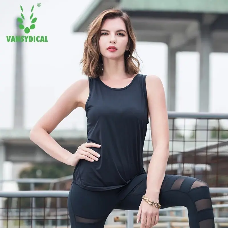 Sport Yoga Vest Sexy Mesh Back Women Tank Tops Fitness Workout Gym Running Shirt Breathable Sportswear Sleeveless Loose T-Shirts