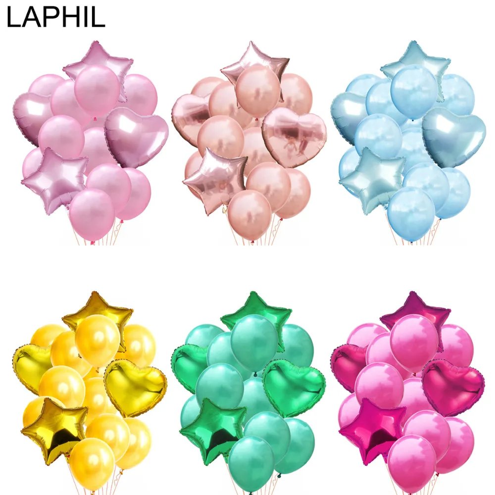

LAPHIL 14pcs Multi Air Balloons Happy Birthday Decoration Party Ballons Blue Pink Confetti Balloon Wedding Event Party Supplies