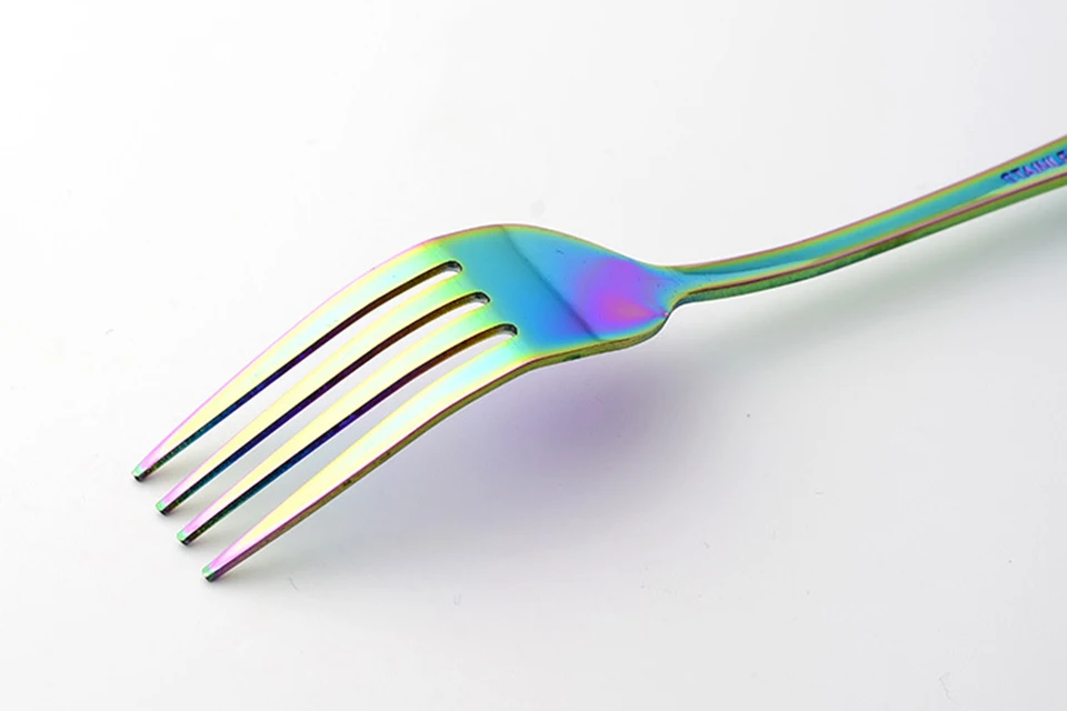 LIYIMENG Stainless Steel Rainbow Tableware Set Dinnerware Set Western Food Cutlery Tableware Dinnerware Set Kitchen Accessories 8