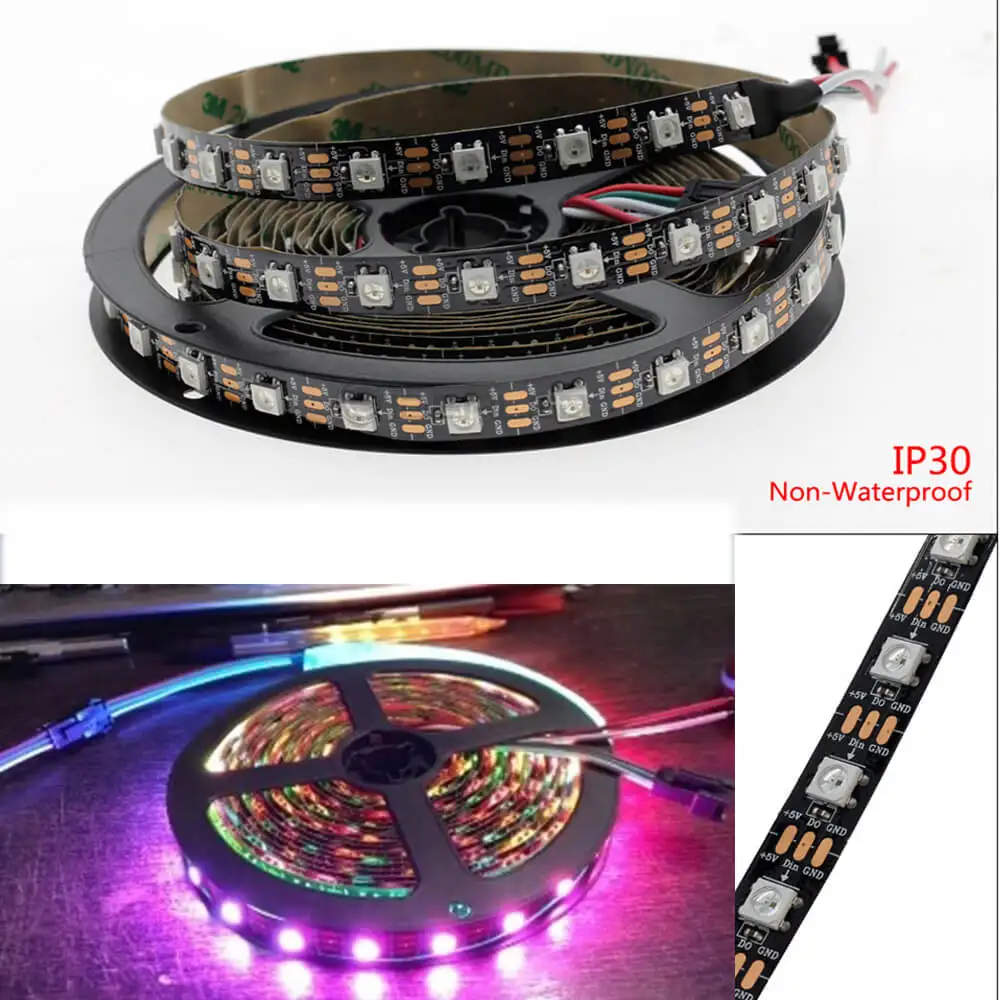 RGB умная Адресуемая WS2812B Светодиодная лента с цифровыми пикселями WS2812 IC цветная