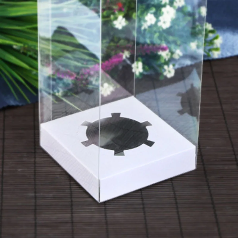 

12*12*6cm-12*12*18cm Clear PVC box with Multicolored Base Jewelry&Doll display Box and Cake&Toy packaging Gift box 10pcs/1lot