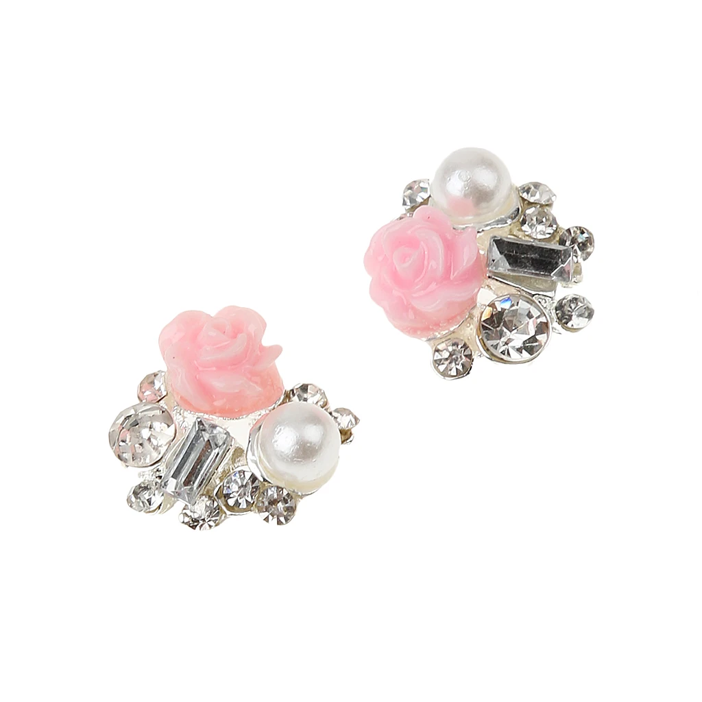 Kesoto 10pcs 3D Nail Art Tips Decoration Flower Pearl Rhinestone DIY Fashionable  Decorations 