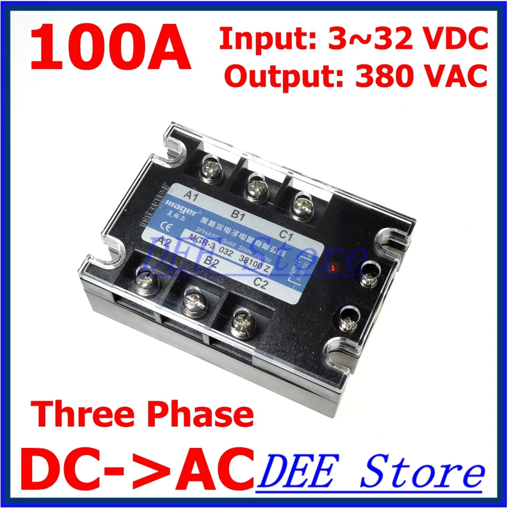 

Three Phase AC solid state relay Load voltage: 380V/AC Control voltage:3-32V/DC MGR-3 032 38100Z DC-AC 100A