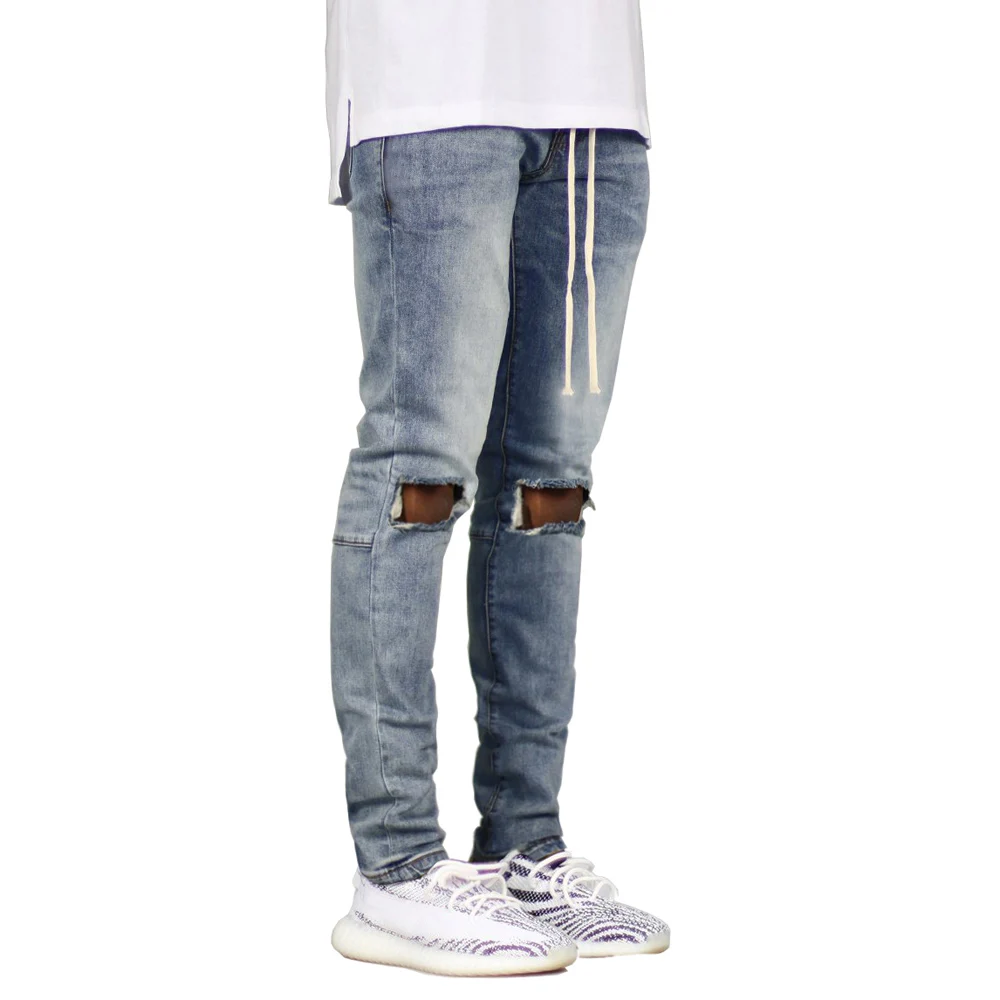 Мужские джинсы модные Стрейчевые джинсовые рваные черные дизайнерские хип-хоп джинсы Y5039