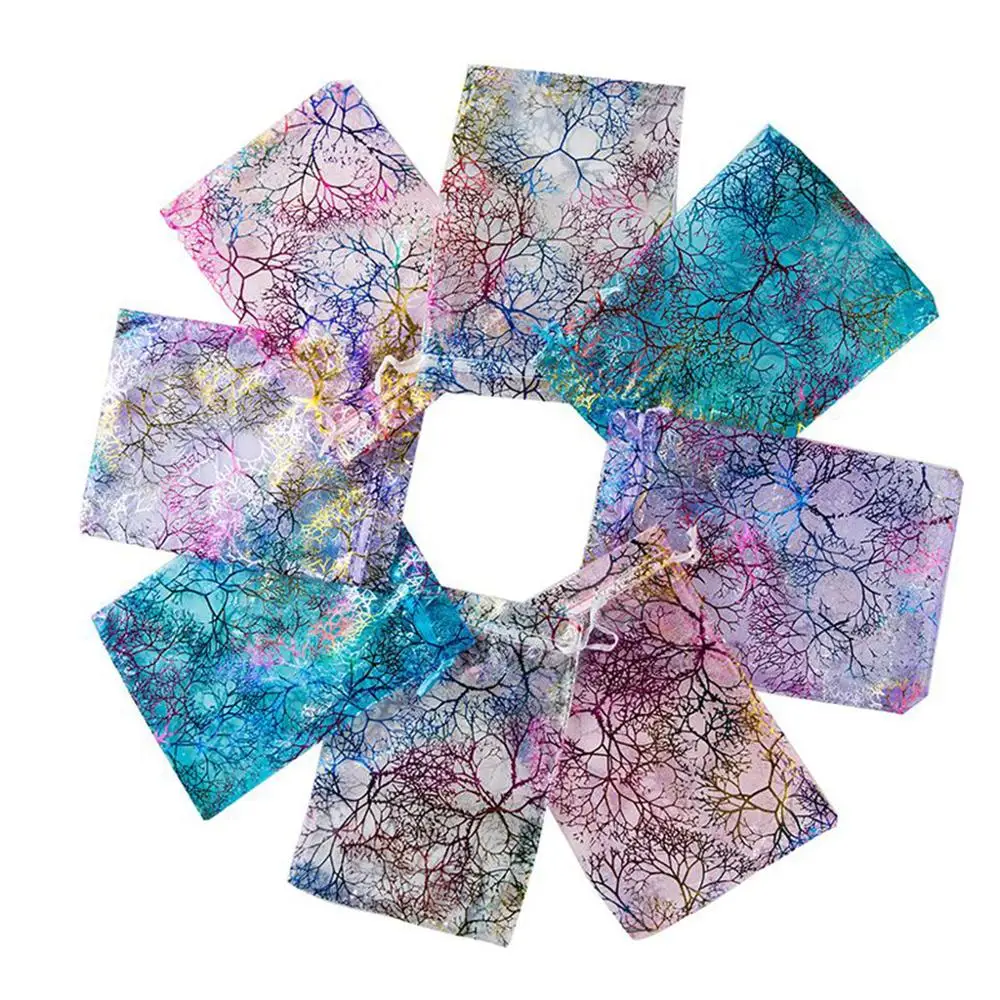 

100pcs Sheer Organza Wedding Party Favor Gift Candy Bags Jewelry Pouches 4 Size Gift Yarn Organza Pouches New Dropshipping