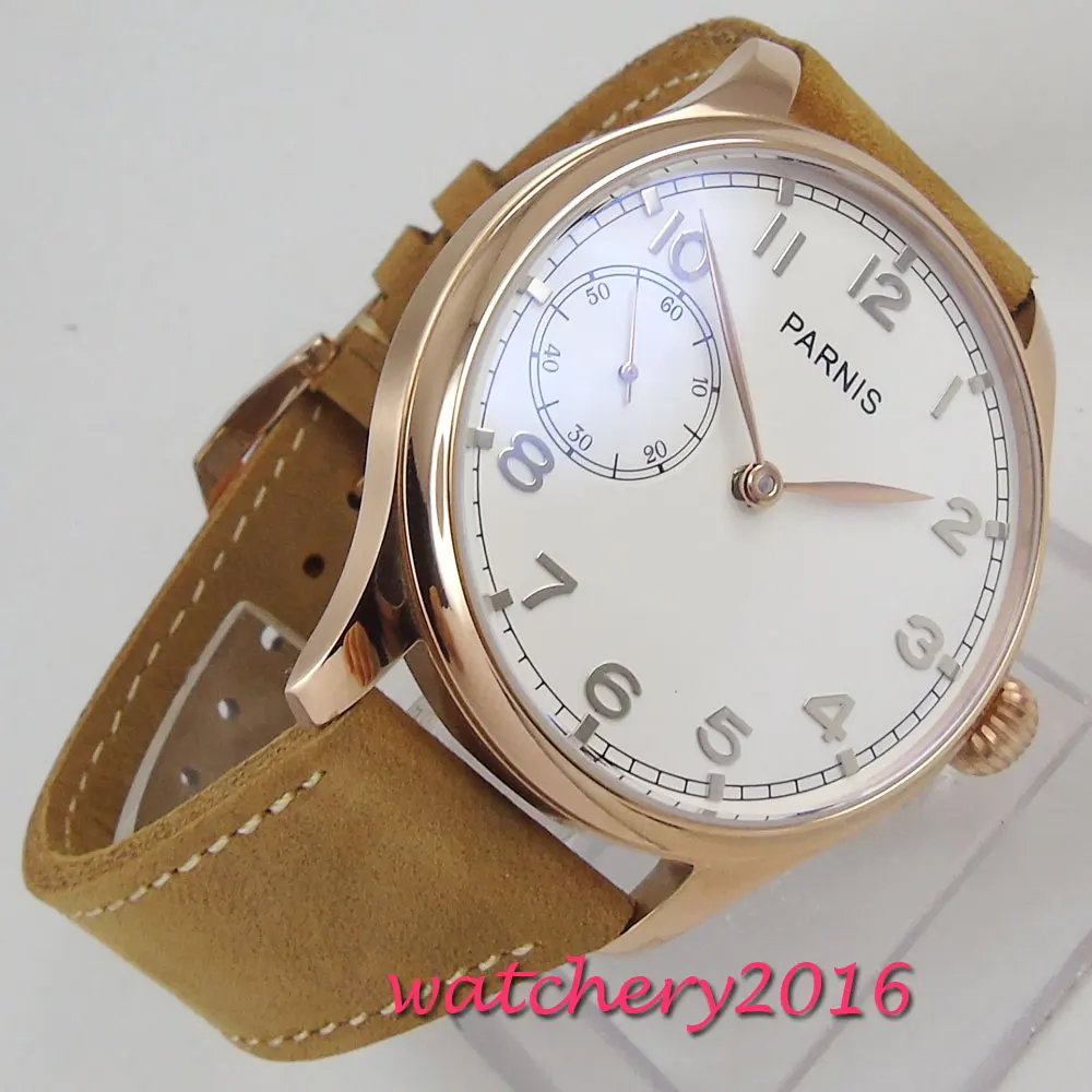 44mm PARNIS White Dial Mechanical Watch Top Brand Luxury Rose Golden Plated Steel Case 6497 Hand Winding movement men's Watch 44mm PARNIS White Dial Mechanical Watch Top Brand Luxury Rose Golden Plated Steel Case 6497 Hand Winding movement men's Watch
