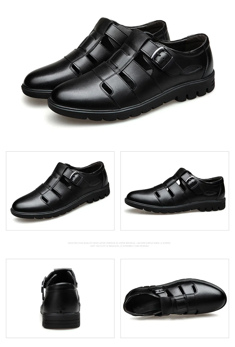 Г., летняя обувь мужские кожаные сандалии Мужская обувь в деловом стиле Повседневная обувь из коровьей кожи мужские сандалии черные коричневые A1251