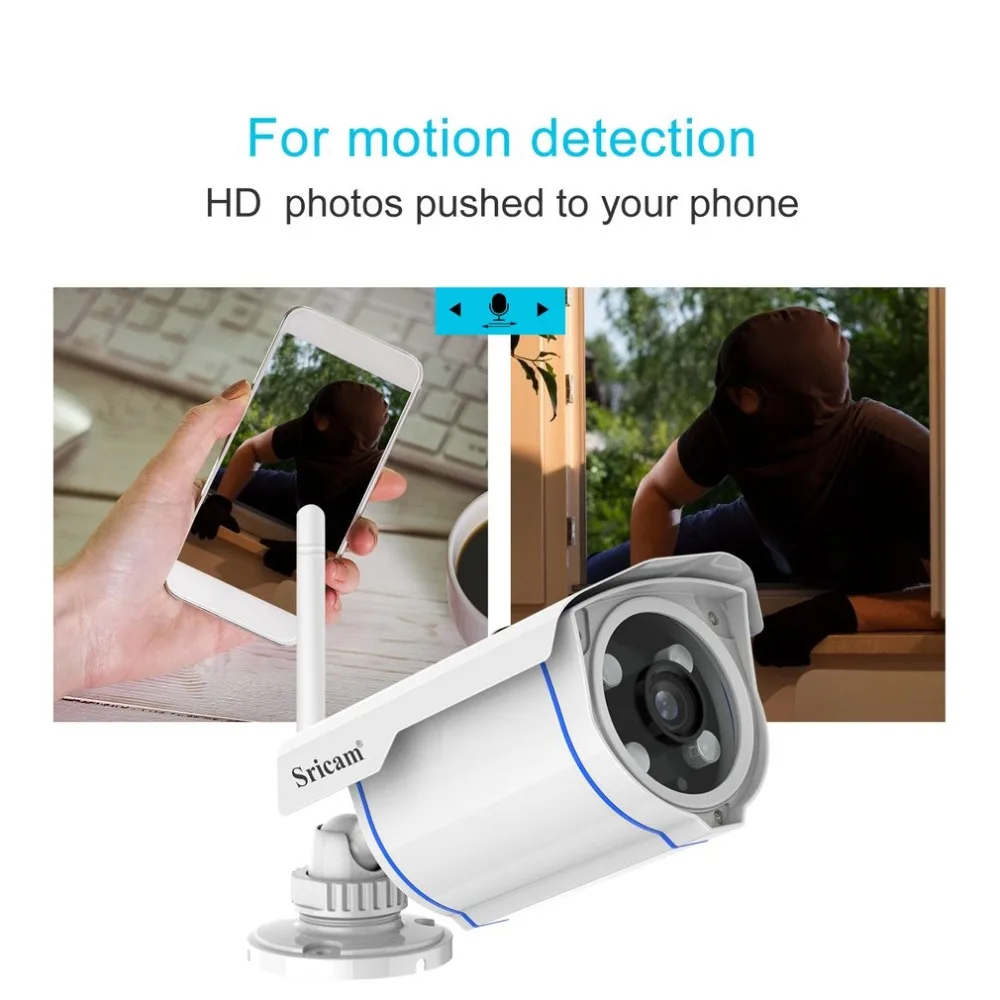 Sricam SP007 HD 720 Macchina Fotografica del IP di WIFI 2.4 P2P Impermeabile Outdoor Wireless IP Ca