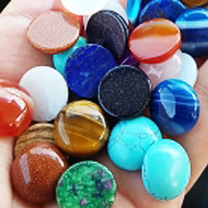 

FLTMRH Fashion mixed natural stone Cabochon bead no hole 6 8 10 12 14 16 18 20 MM Single arc jewelry Ring accsories