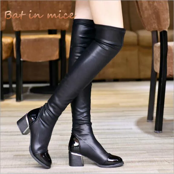 

fashion women casual Square heel Over the Knee boots Shoes women Female winter warm High Heels pumps derss Snow Boots mujer W247