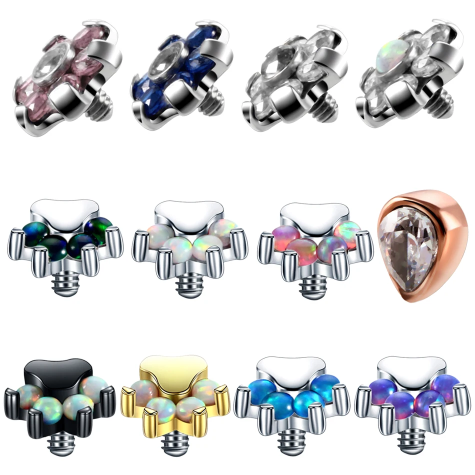 

1PC Steel Micro Dermal Anchor Top Implant Piercing Top Micro Dermal Piercings Opal Piercing Surface Piercings Top Body Jewelry