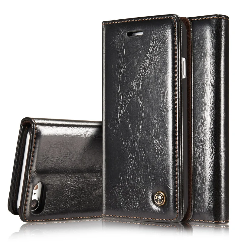

With Unique Metal Logo Original Luxury Superior Leather Wallet Magnet Flip Case For Apple iPhone 6 6s 4.7 / 6Plus 6s Plus 5.5
