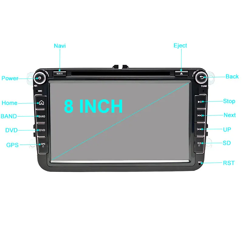 Excellent Funrover VW In Dash Car Stereo 8 "Car DVD GPS Navigation 2 din Car Radio CANBUS autoradio Bluetooth RDS WIFI OBD FM DVD for vw 5
