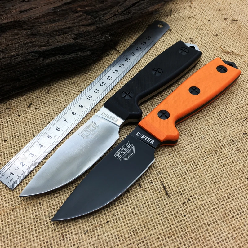 

2 Colors ESEE 3 Rowen 7Cr17Mov Blade Hunting Fixed Knives G10 Handle Survival Knife Tactical K Sheath
