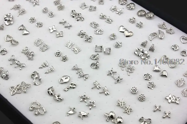 

Wholesale Lots 100 Pairs Quality Alloy Design Rhodium Plated Mixed Style Flower Heart Earrings Stud Ear Christmas Gift YE42