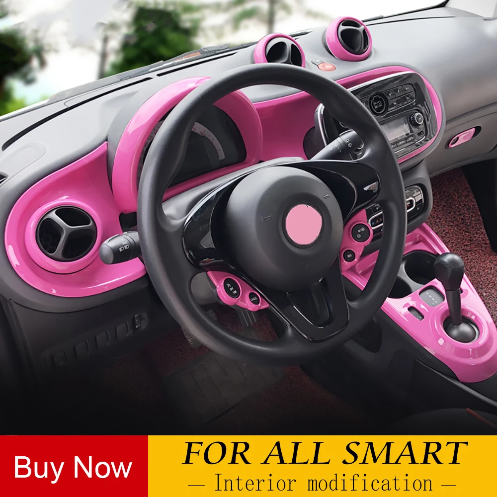

Interior central control armrest door window glass switch panel decoration frame for smart fortwo FORFOUR 453 car accessories