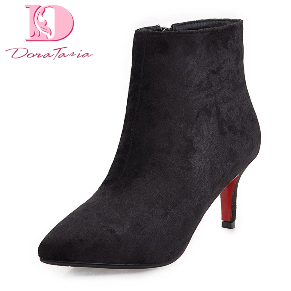 

Doratasia 2018 Large Size 32-43 Warm Plush Winter Boots Women Shoes Zip Up Hot Sale Pointed Toe Ankle Boots Female Shoes Woman