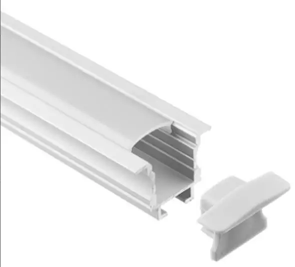 Clear Diffuser End Caps Painted WHITE 1m LED Aluminium Profile- Heat Sink P4 