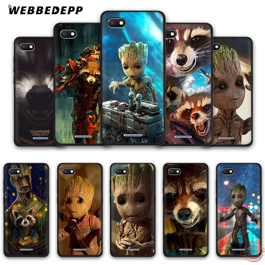 

WEBBEDEPP Guardian Rocket Raccoon Groot Soft Phone Case for Redmi Note 8 7 6 5 Pro 4A 5A 6A 4X 5 Plus S2 Go Cases