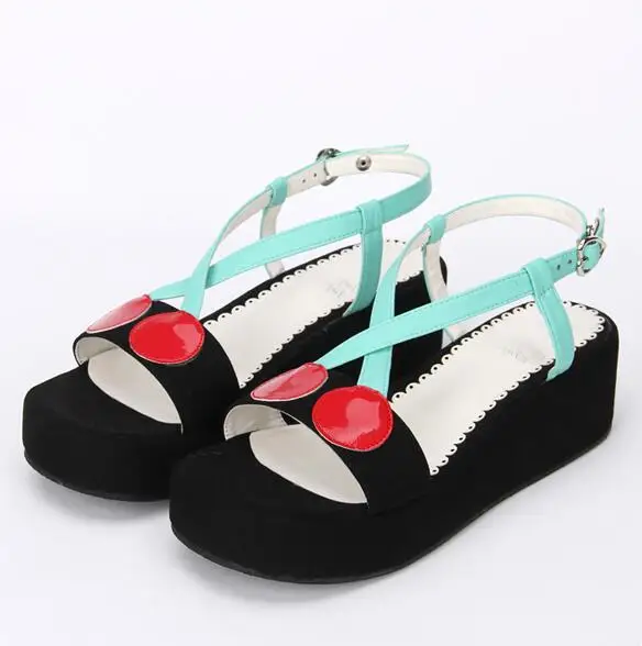 Cosplay Negro Señora Imprimir Princesa Bombas 33 De Mori Tacones Mujer Chica 47 Verano Vestido Mujeres 8816 Zapatos Angelical Cuñas Sandalias Lolita R0Xq4n