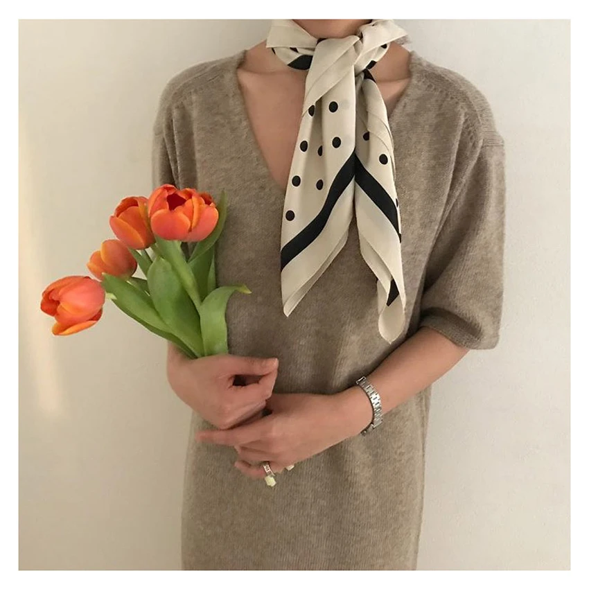 

Vintage scarf Women silk scarf rayon Square Cravate Scarves Soft Small Head Neck Hair Tie Band Multi-Color Neckerchief 70x70cm