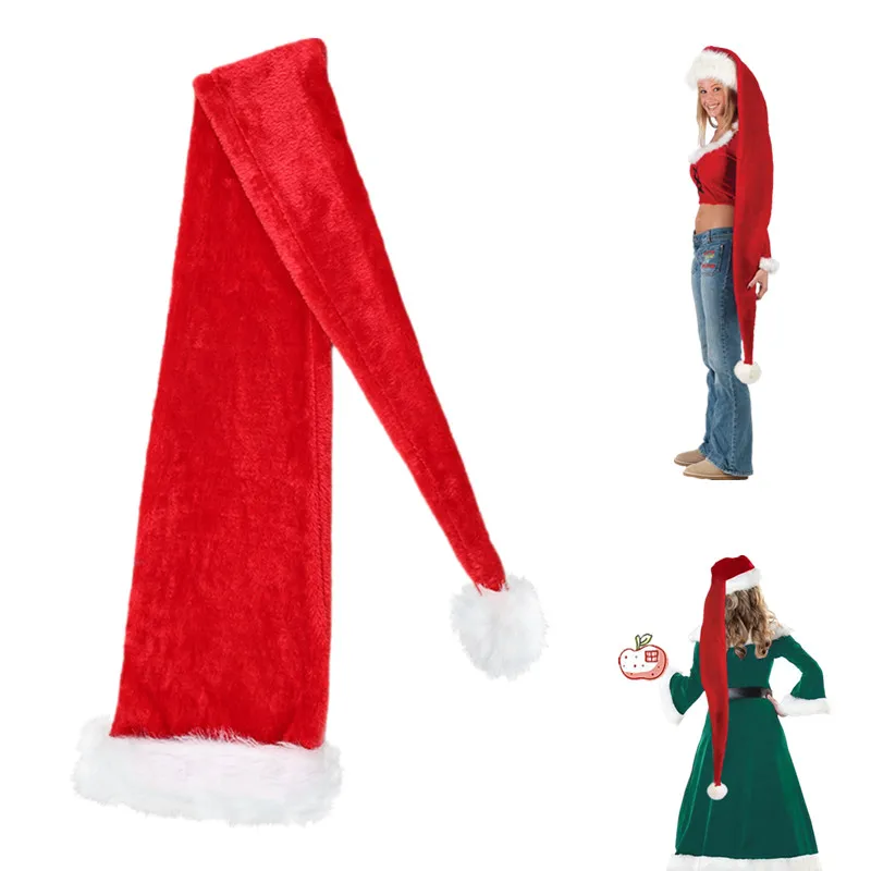 Super Hat 1.5m Long Christmas Santa Claus Hats Red Caps For Adult XMAS Decor Wholesale New Year