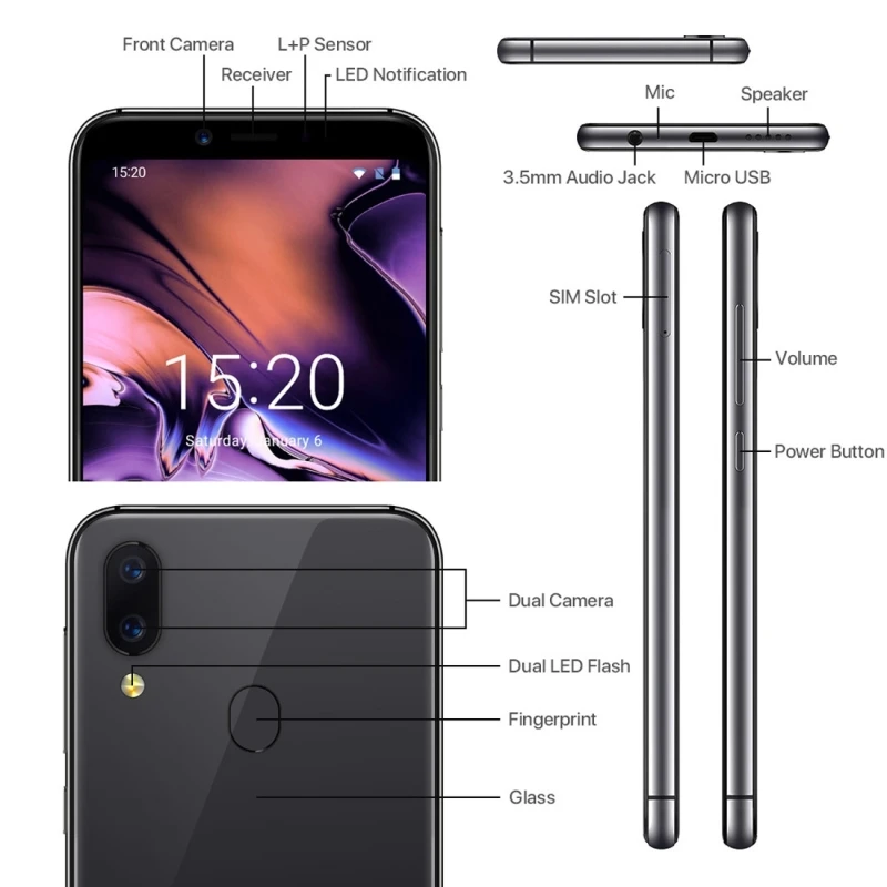 UMIDIGI A3 Смартфон с 5 дюймовым дисплеем двумя задними камерами 2 ГБ + 16 Гб|Смартфоны| |