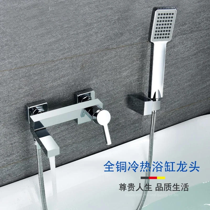 

Copper bathtub faucet hot and cold square shower under the mixing valve faucet shower set 360 can be rotated