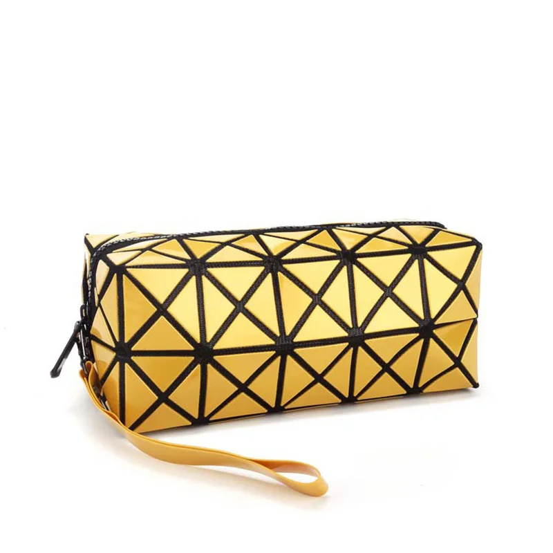 Fashion Portable Makeup Bag Folding Package PU Leather Makeup Bags Women Geometric Zipper Cosmetic Bag Mini Bolso Organizer Bags (20)