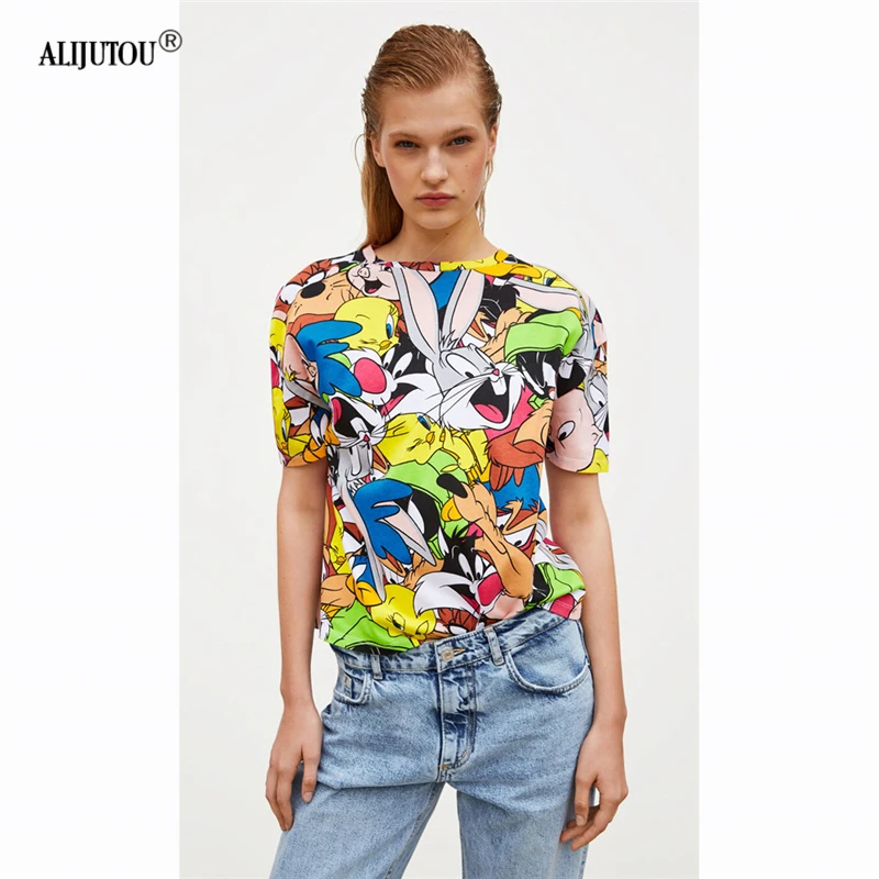 Zaraing Bugs Bunny Cartoon Short sleeve classic Tshirt For Women 2019 summer Cute Casual Female Print Tees O Neck T-shirts tops