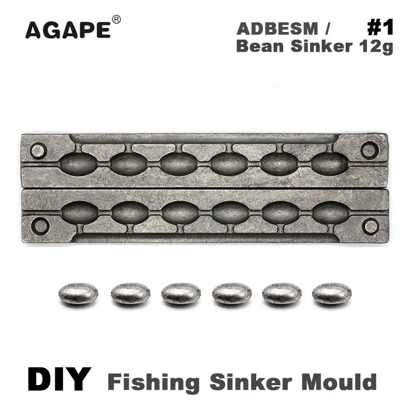 

AGAPE DIY Fishing Bean Sinker Mould ADBESM/#1 Bean Sinker 12g 6 Cavities