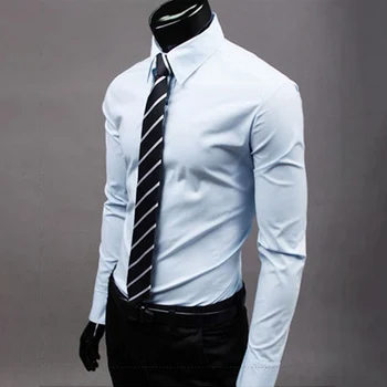 

Men Shirts Nice Spring Fashion Brand Fit Solid Color Shirt Male Long Sleeves Casual Shirt Camisa Masculina Plus Size 2X 7B1244